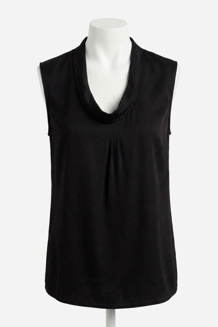 NEW NIC + ZOE satin chiffon layer top in black onyx